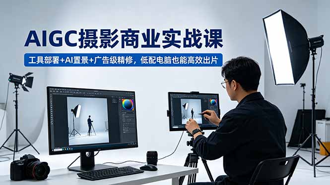 AIGC 摄影商业实战课，工具部署+AI置景+广告级精修，低配电脑也能高效出片-一鸣资源网