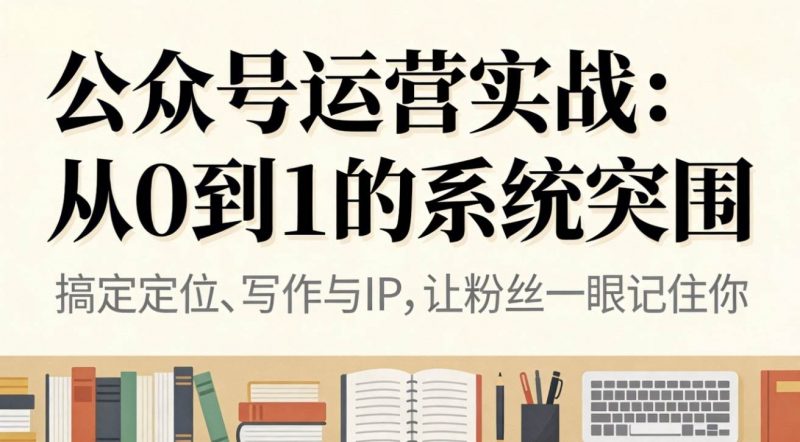 公众号运营实战：从0到1的系统突围-一鸣资源网
