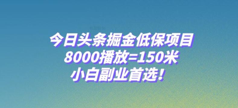 今日头条掘金低保项目，8000播放=150米，小白副业首选【揭秘】-一鸣资源网
