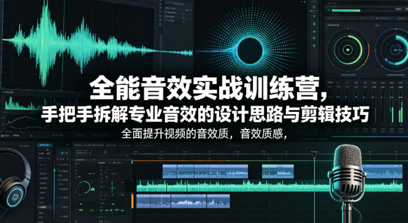 全能音效实战训练营，手把手拆解专业音效的设计思路与剪辑技巧，全面提升视频的音效质感-一鸣资源网