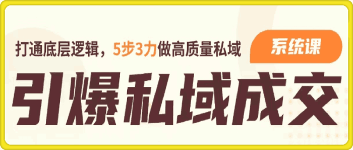 引爆私域成交力-系统课-一鸣资源网