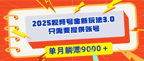 2025年视频号全新玩法3.0，操作爆款门槛低， 团队赋能，单月入9k-一鸣资源网