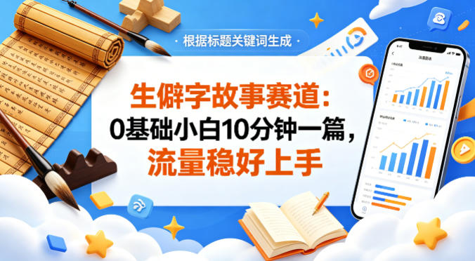 公众号流量主——生僻字故事赛道，流量稳，好上手，0基础小白也能10分钟一篇-一鸣资源网