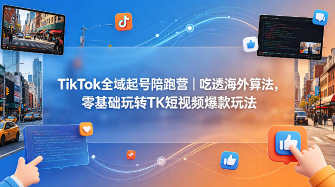 TikTok全域起号陪跑营｜吃透海外算法，零基础玩转TK短视频爆款玩法-一鸣资源网