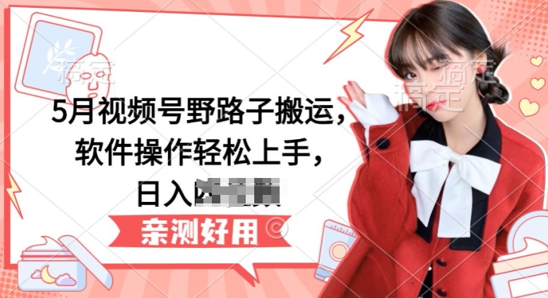 5月视频号野路子搬运,软件操作轻松上手,日入三位数【揭秘】 5月视频号野路子搬运,软件操作轻松上手,日入三位数【揭秘】