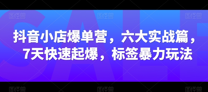 抖音小店爆单营,六大实战篇,7天快速起爆,标签暴力玩法 抖音小店爆单营,六大实战篇,7天快速起爆,标签暴力玩法