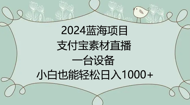 2024年蓝海项目,支付宝素材直播,无需出境,小白也能日入1000+ ,实操教程【揭秘】