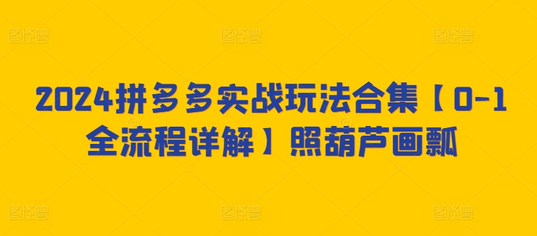 2024拼多多实战玩法合集【0-1全流程详解】照葫芦画瓢-一鸣资源网