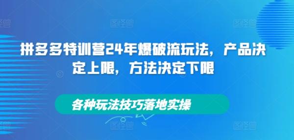 拼多多特训营24年爆破流玩法,产品决定上限,方法决定下限,各种玩法技巧落地实操 拼多多特训营24年爆破流玩法,产品决定上限,方法决定下限,各种玩法技巧落地实操