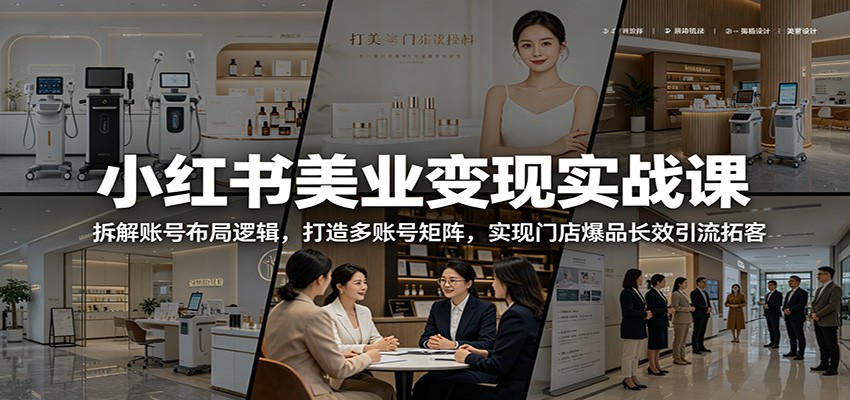 小红书美业变现实战课：拆解账号布局逻辑，打造多账号矩阵，实现门店爆品长效引流拓客-一鸣资源网