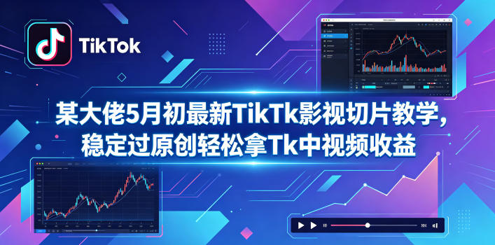 某大佬5月初最新TikTk影视切片教学，稳定过原创轻松拿Tk中视频收益-一鸣资源网