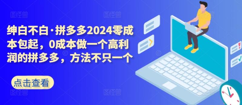 拼多多2024零成本包起，0成本做一个高利润的拼多多，方法不只一个-一鸣资源网