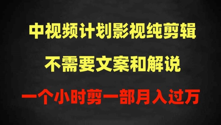 影视纯剪辑中视频计划，不需要文案和解说，1个小时剪1部，100%过原创月入过万【揭秘】-一鸣资源网