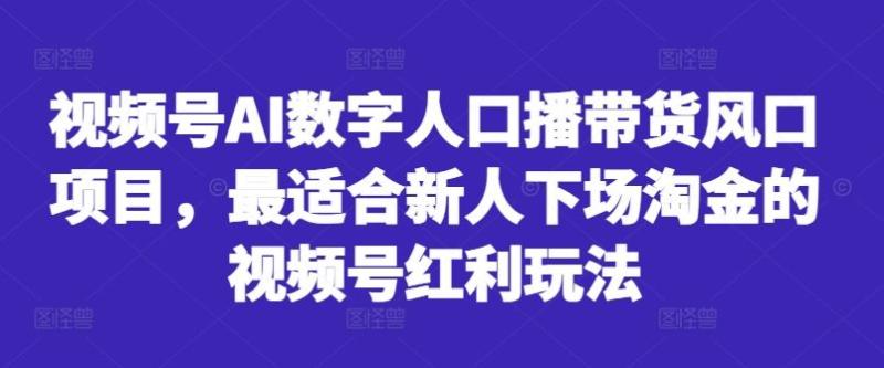 视频号AI数字人口播带货风口项目，最适合新人下场淘金的视频号红利玩法-一鸣资源网