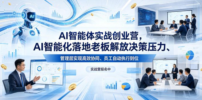 AI智能体实战创业营26年4月23-25号线下课，AI智能化落地老板解放决策压力、管理层实现高效协同、员工自动执行到位-一鸣资源网