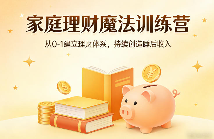 家庭理财魔法训练营，从0-1建立理财体系，持续创造睡后收入-一鸣资源网