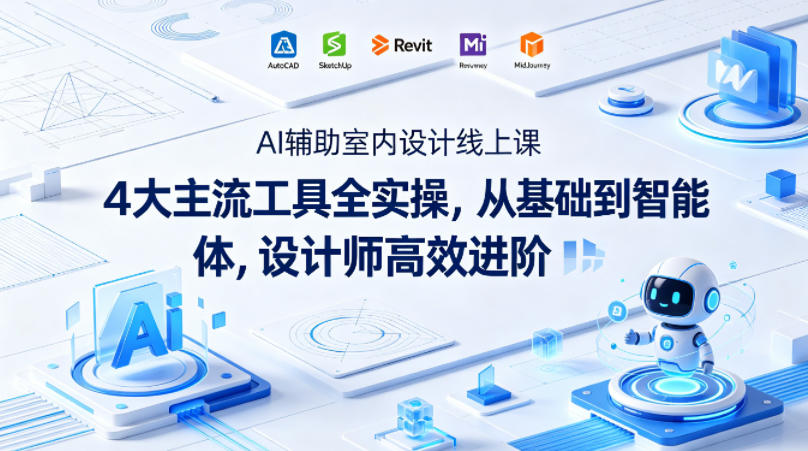 AI辅助室内设计线上课｜4大主流工具全实操，从基础到智能体，设计师高效进阶-一鸣资源网