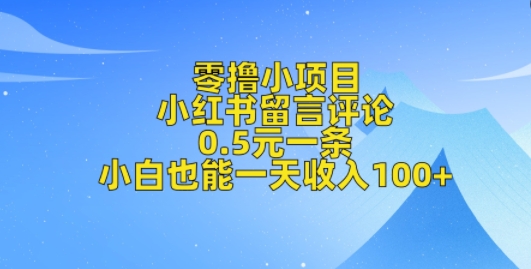 图片[1]-零撸小项目，小红书留言评论，0.5元一条，小白也能一天收入100+-一鸣资源网