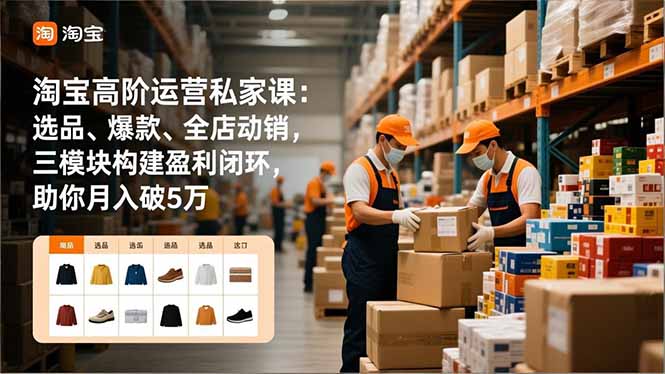 淘宝高阶运营私家课：选品、爆款、全店动销，三模块构建盈利闭环，助你月入破5万-一鸣资源网