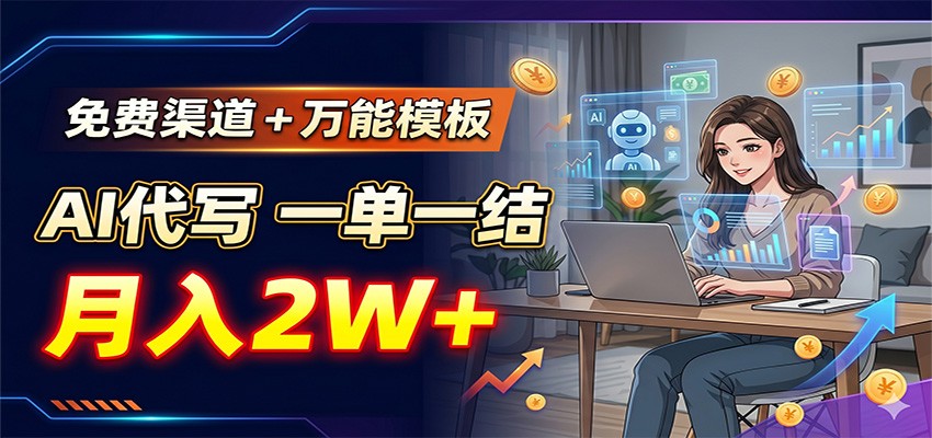 免费渠道+万能模板，AI代写一单一结，月入2W+-一鸣资源网