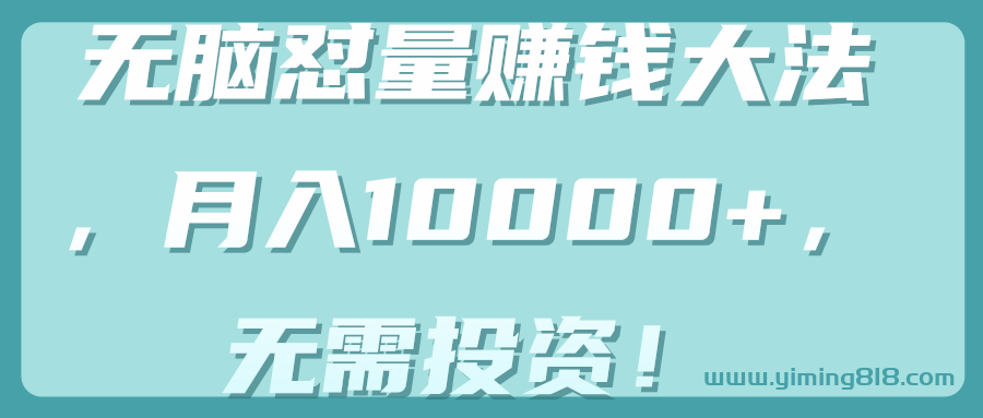 图片[1]-无脑怼量赚钱大法，月入10000+，无需投资！【视频教程】-一鸣资源网