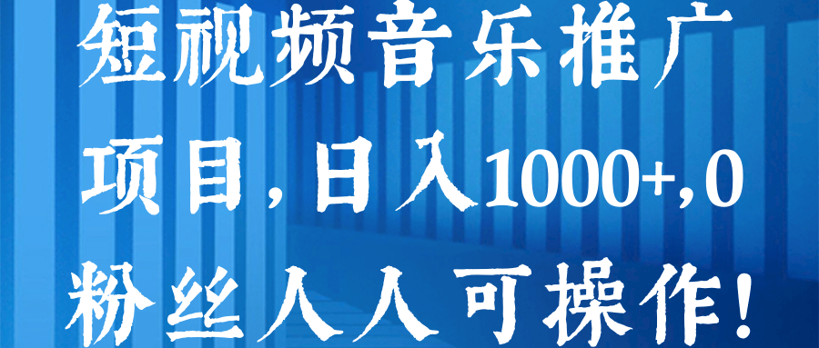 图片[1]-短视频音乐推广项目，日入1000+，0粉丝人人可操作！【视频教程】-一鸣资源网