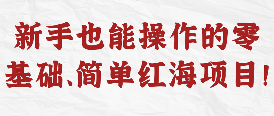 图片[1]-新手也能操作的零基础、简单红海项目！【视频教程】-一鸣资源网