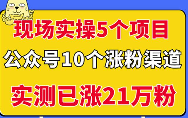 现场实操5个公众号项目,10个涨粉渠道,实测已涨21万粉-一鸣资源网
