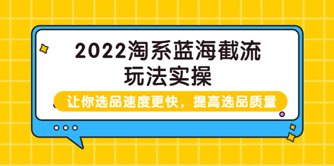 2022淘系蓝海截流玩法实操：让你选品速度更快，提高选品质量（价值599）-一鸣资源网