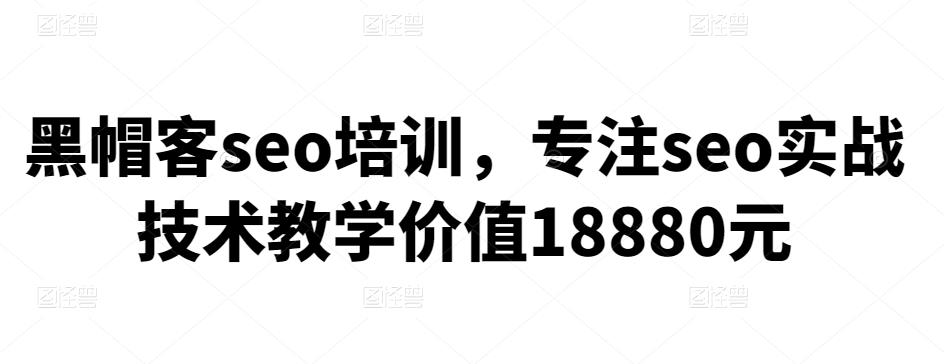 黑帽客seo培训，专注seo实战技术教学价值18880元-一鸣资源网