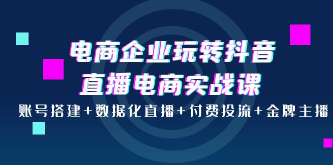电商企业玩转抖音直播电商实战课:账号搭建+数据化直播+付费投流+金牌主播 电商企业玩转抖音直播电商实战课:账号搭建+数据化直播+付费投流+金牌主播