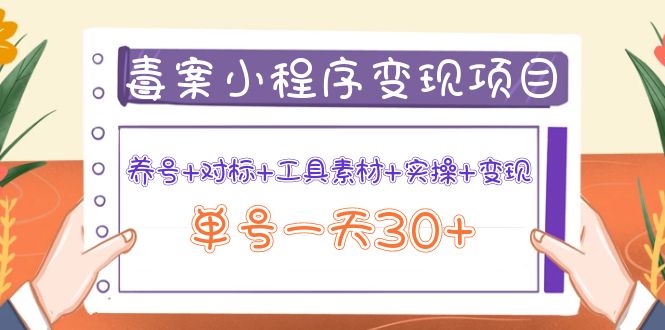 毒案小程序变现项目:养号+对标+工具素材+实操+变现,单号一天30+ 毒案小程序变现项目:养号+对标+工具素材+实操+变现,单号一天30+