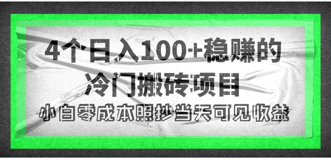 4个稳赚的冷门搬砖项目,每个项目日入100+小白零成本照抄当天可见收益-一鸣资源网