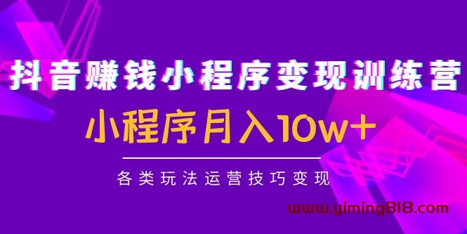 抖音赚钱小程序变现训练营:小程序月入10w+各类玩法运营技巧变现 抖音赚钱小程序变现训练营:小程序月入10w+各类玩法运营技巧变现