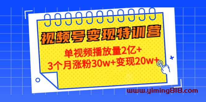 20天视频号变现特训营:单视频播放量2亿+3个月涨粉30w+变现20w+ 20天视频号变现特训营:单视频播放量2亿+3个月涨粉30w+变现20w+