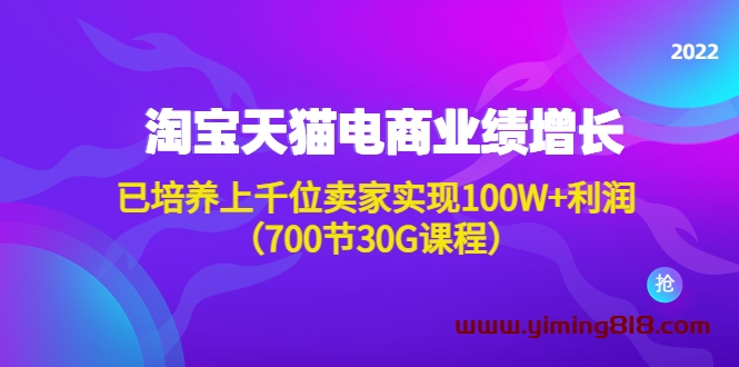 淘系天猫电商业绩增长:已培养上千位卖家实现100W+利润(700节30G课程)-一鸣资源网