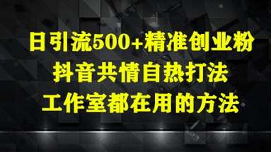 日引流500+精准创业粉，抖音共情自热打法，工作室都在用的方法-一鸣资源网