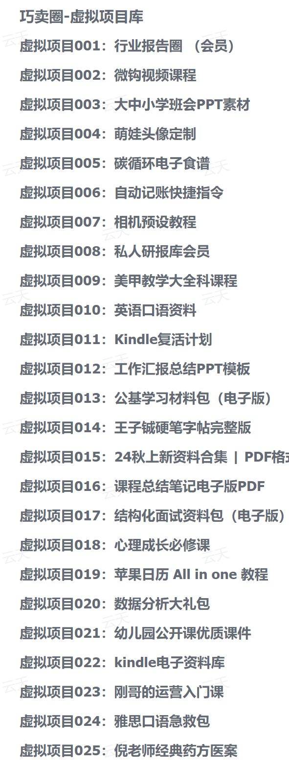 88 元,解锁巧卖圈虚拟项目库 88 元,解锁巧卖圈虚拟项目库