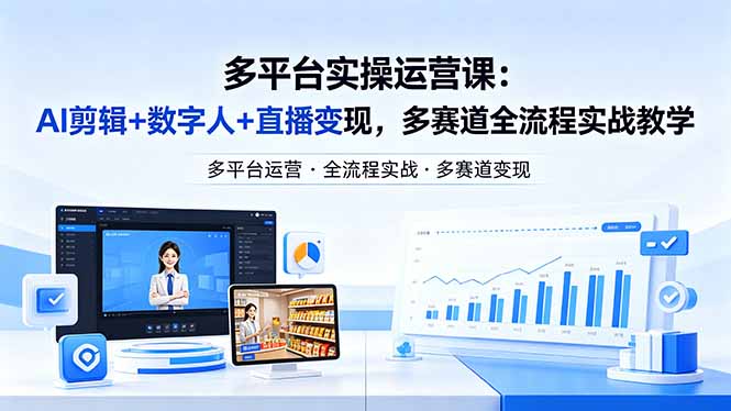 某团队多平台实操运营课-更新26年4月20：AI剪辑+数字人+直播变现，多赛道全流程实战教学-一鸣资源网