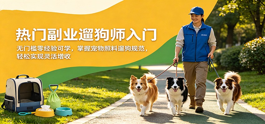 热门副业遛狗师入门，无门槛零经验可学，掌握宠物照料遛狗规范，轻松实现灵活增收-一鸣资源网
