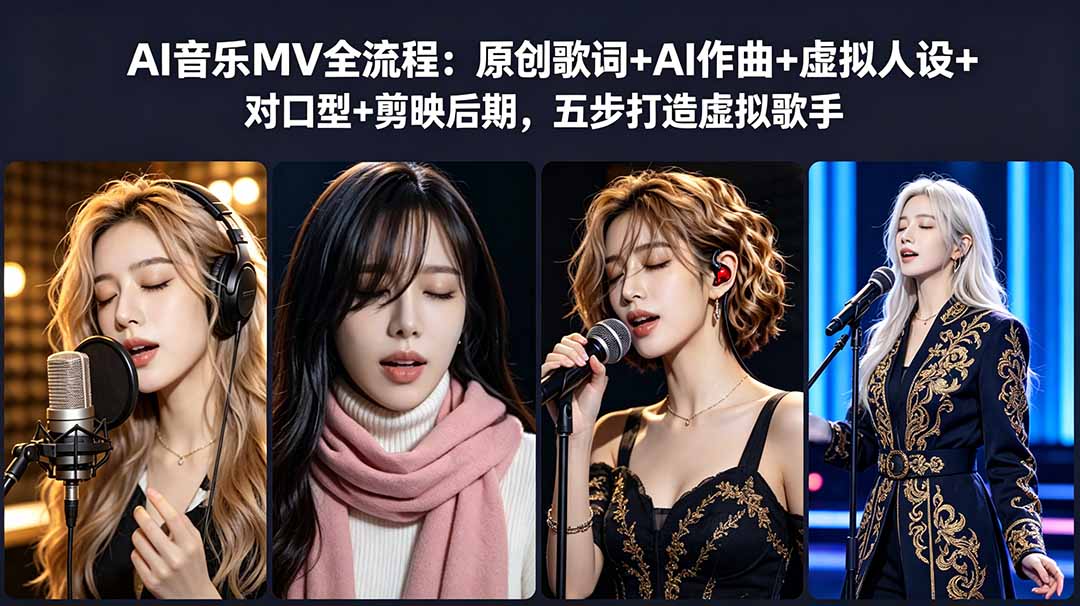AI音乐MV全流程：原创歌词+AI作曲+虚拟人设+对口型+剪映后期，五步打造虚拟歌手-一鸣资源网