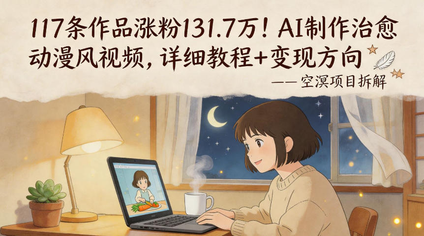 117条作品涨粉131.7W！AI制作治愈动漫风视频，详细教程+变现方向-一鸣资源网