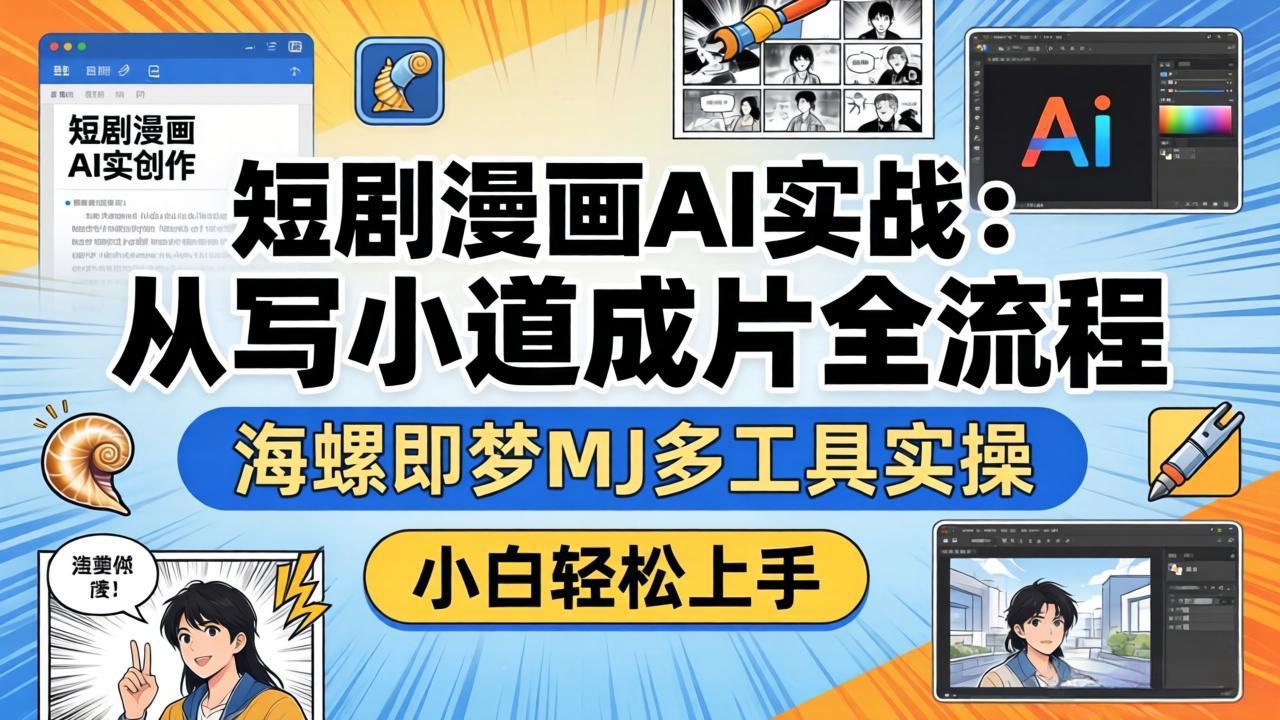 短剧漫画AI实战：从写小说到成片全流程，海螺即梦MJ多工具实操，小白轻松上手-一鸣资源网