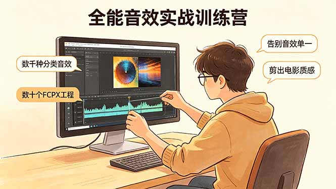全能音效实战训练营：数千种分类音效+数十个FCPX工程，告别音效单一，剪出电影质感-一鸣资源网