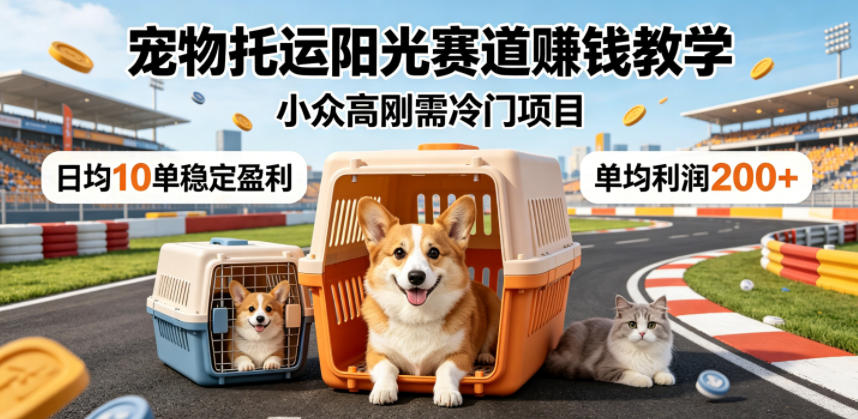 宠物托运阳光赛道賺钱教学，小众高刚需冷门项目，日均10单稳定盈利，单均利润200+-一鸣资源网