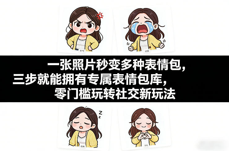 一张照片秒变多种表情包，三步就能拥有专属表情包库，零门槛玩转社交新玩法【文档】-一鸣资源网
