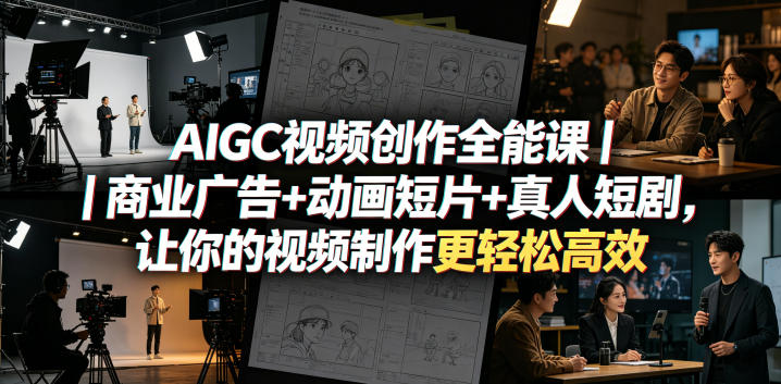 AIGC视频创作全能课｜商业广告+动画短片+真人短剧，让你的视频制作更轻松高效-一鸣资源网