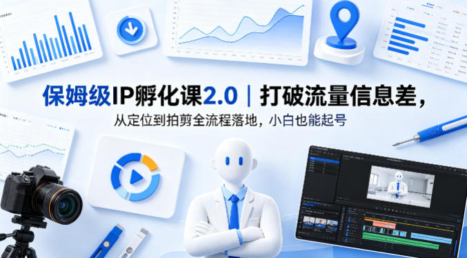 保姆级IP孵化课2.0｜打破流量信息差，从定位到拍剪全流程落地，小白也能起号-一鸣资源网