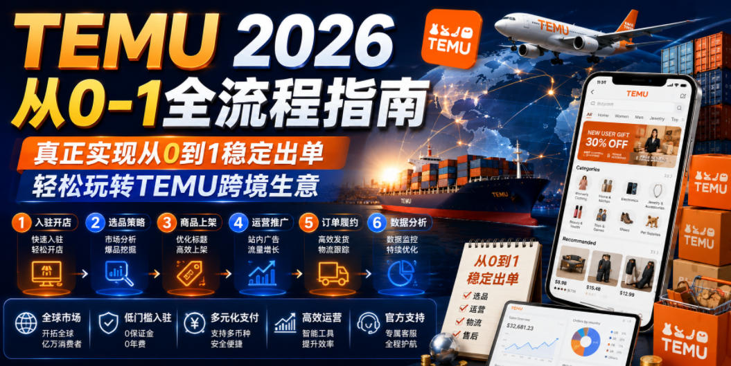 TEMU 2026从0-1全流程指南，真正实现从0到1稳定出单，轻松玩转TEMU跨境生意-一鸣资源网