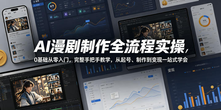 AI漫剧制作全流程实操，0基础从零入门，完整手把手教学，从起号、制作到变现一站式学会-一鸣资源网